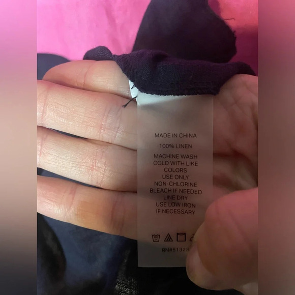 Court & Rowe 100% Linen Colorblock Short Sleeve Shirt Dress- pink/Navy Size S - Picture 3 of 7